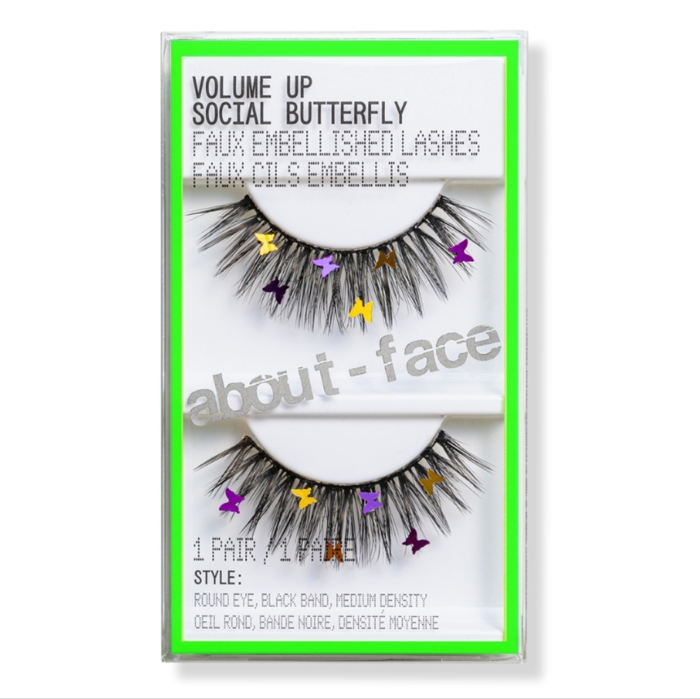 ABOUT FACE LIMITED EDITION VOLUME UP FAUX EMBELLISHED LASHES- SOCIAL BUTTERFLY.